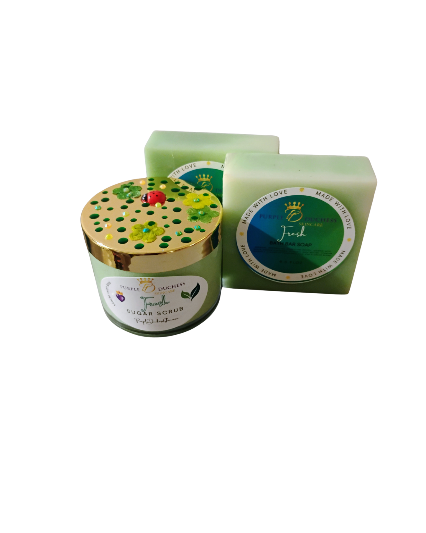 Fresh Sugar Scrub – Inspired by Nature’s Renewal w/ Hand decorated Golden Lid Limited edition