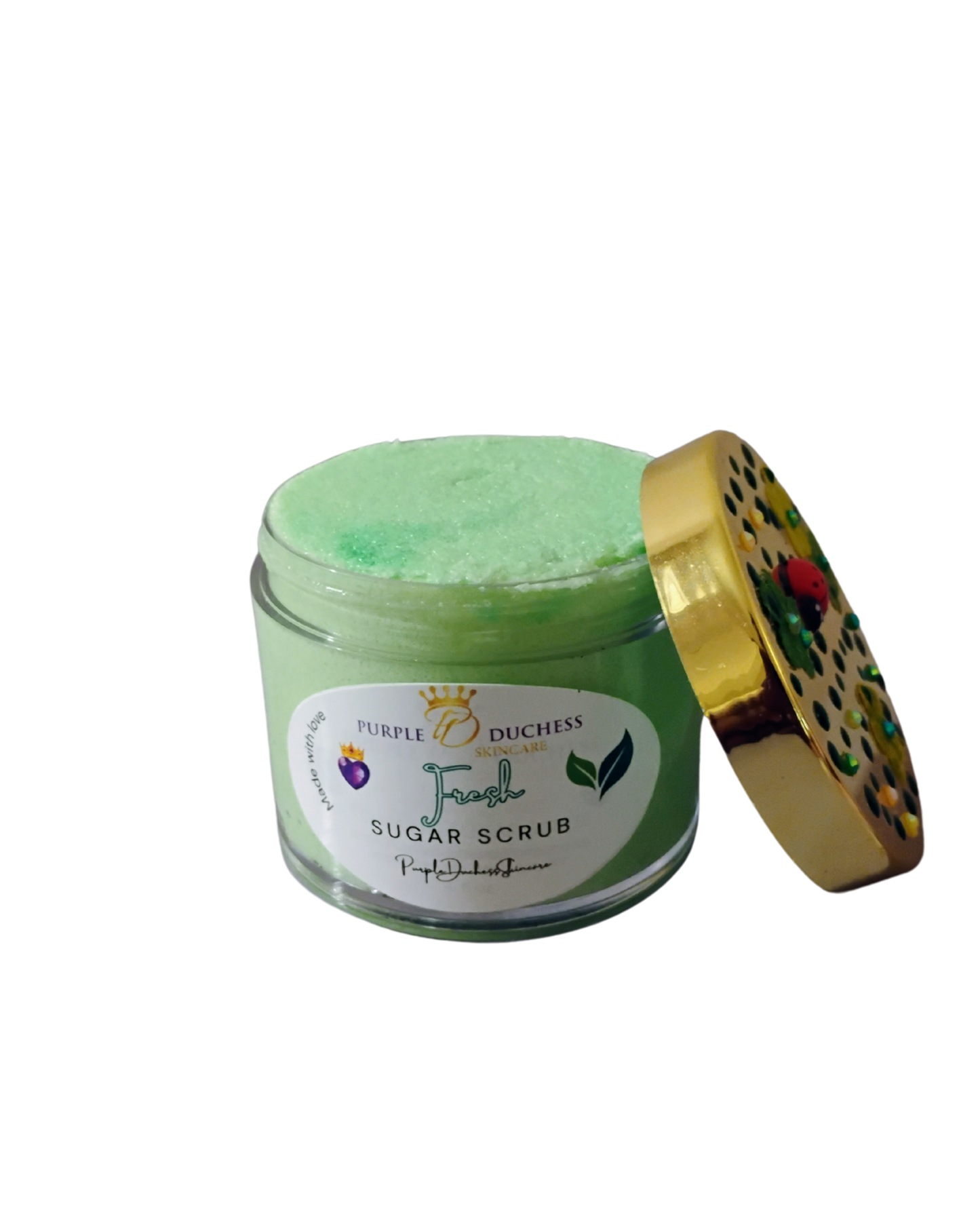 Fresh Sugar Scrub – Inspired by Nature’s Renewal w/ Hand decorated Golden Lid Limited edition