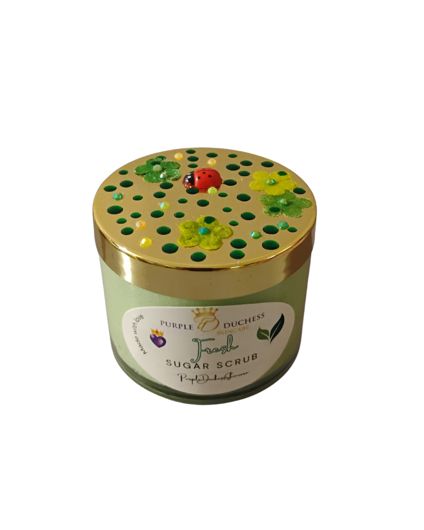 Fresh Sugar Scrub – Inspired by Nature’s Renewal w/ Hand decorated Golden Lid Limited edition