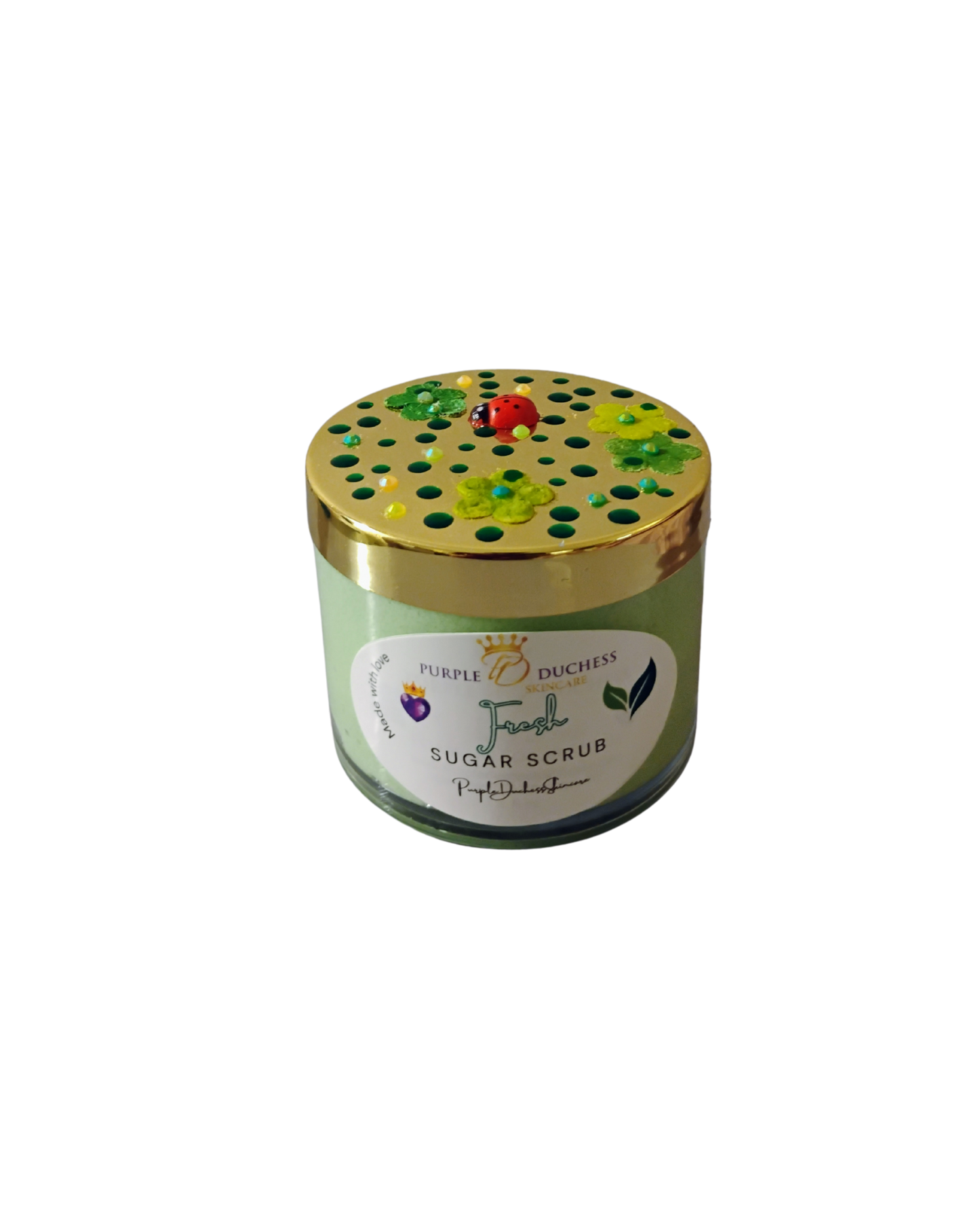 Fresh Sugar Scrub – Inspired by Nature’s Renewal w/ Hand decorated Golden Lid Limited edition